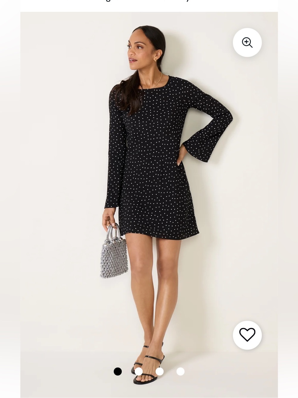 Z Supply, Evereve Campbell Dot Crepe Mini Dress Black w white polka dots, Small.